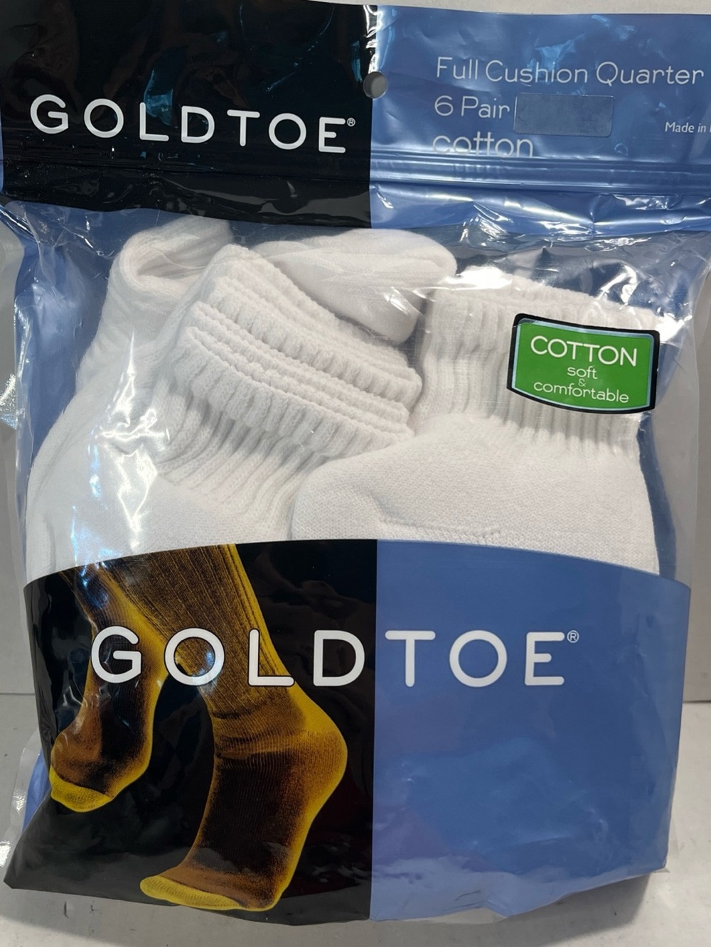 Goldtoe White Cotton Quarter Athletic Socks - 6 Pack